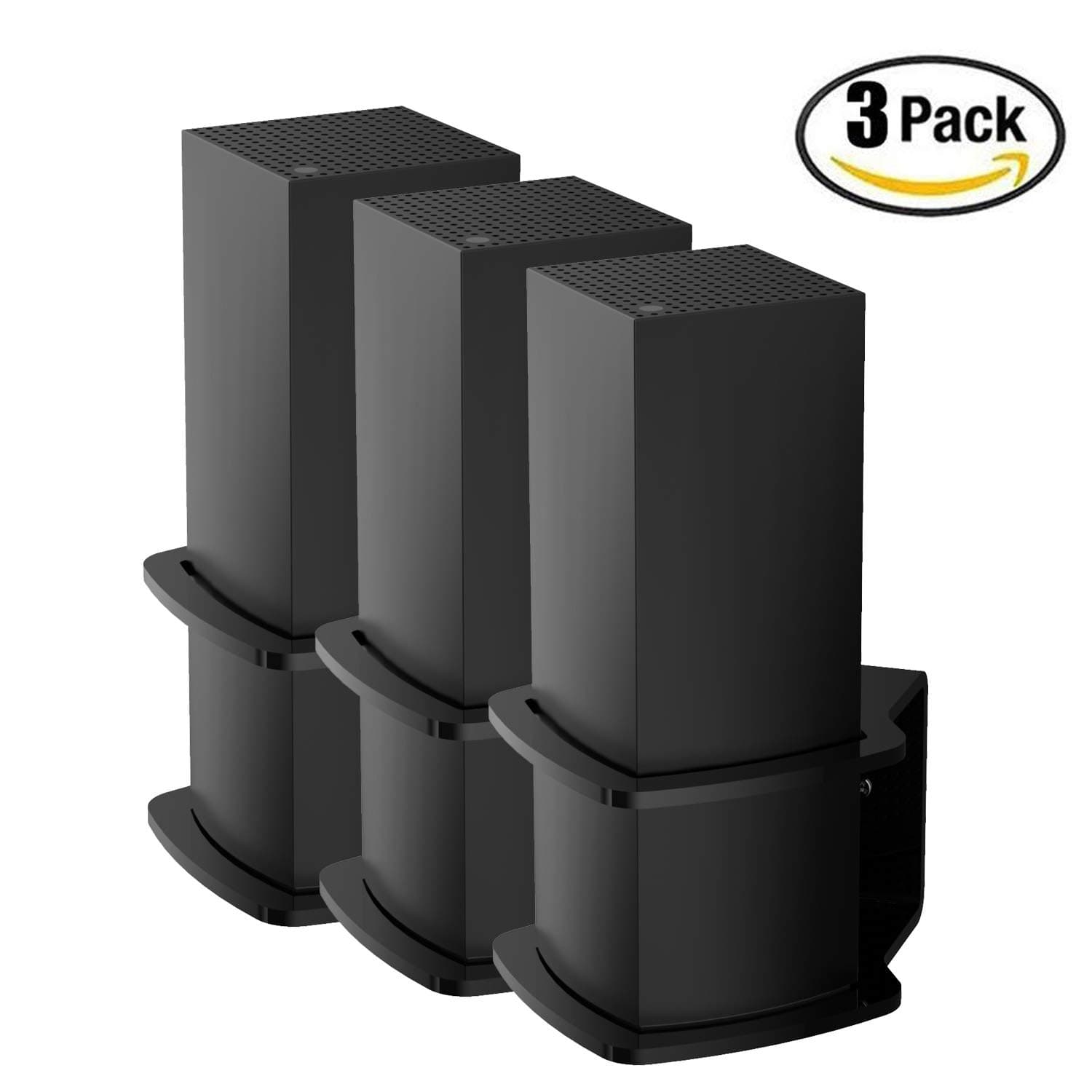 Wall Mount Holder Bracket for Linksys Velop Mesh Router, Sturdy Acrylic Node Stand Space Saving Fits Tri-Band AC6600, AC2000, WHW0301, WHW0302, WHW0303 Black 3 Pack