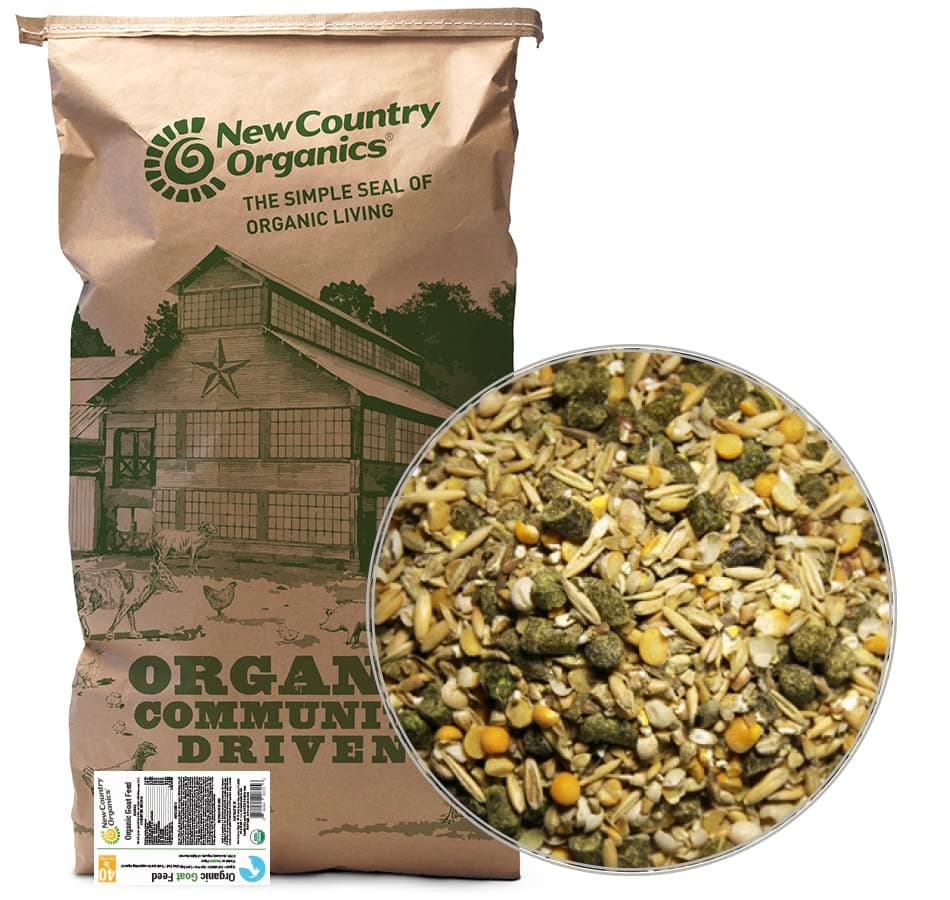 New Country Organics | Goat Feed 40lb | for All Stages of Goats | Daily Goat Food | 15% Protein | Soy-Free, Certified Organic and Non-GMO, Made in North America | 40lbs Bag