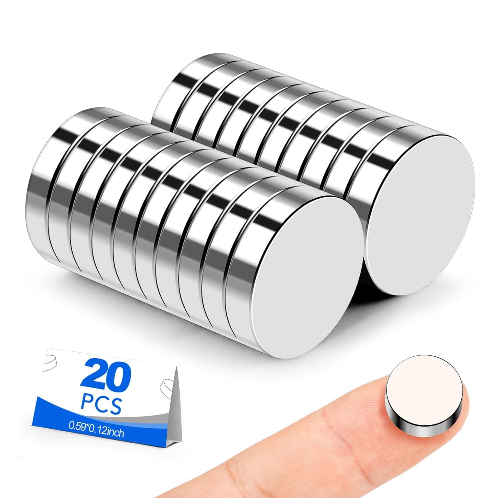 20 Pack Small Magnets, 15x3mm Refrigerator Magnets Rare Earth Magnet Neodymium Magnet for Crafts, Whiteboard, Kitchen Cabinet