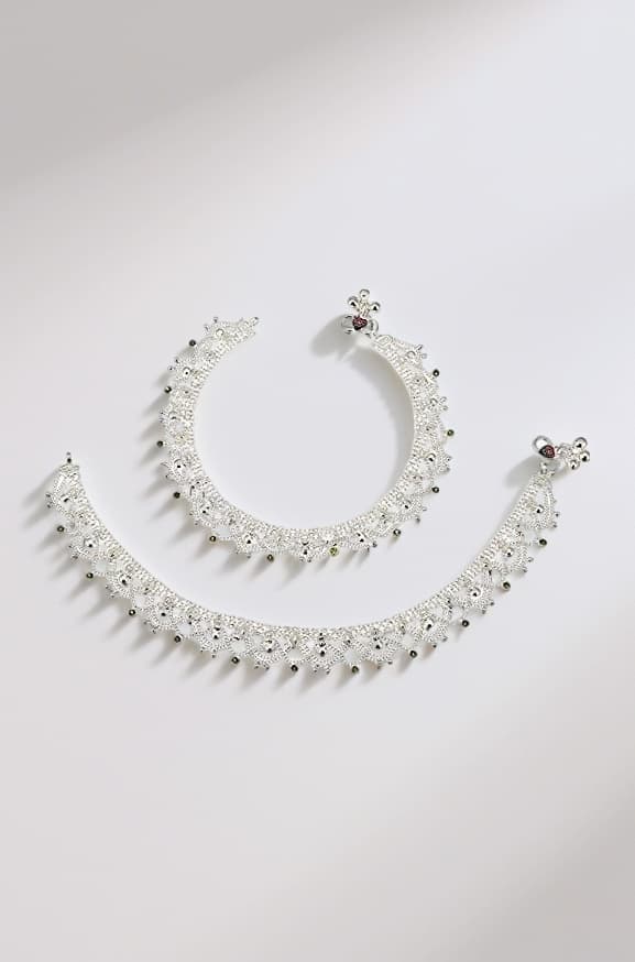 homedecor bharti White Metal Silver Plated Payal Anklet for Women & Girls Anklets Kolusu Payal Ghungroo for fir Size