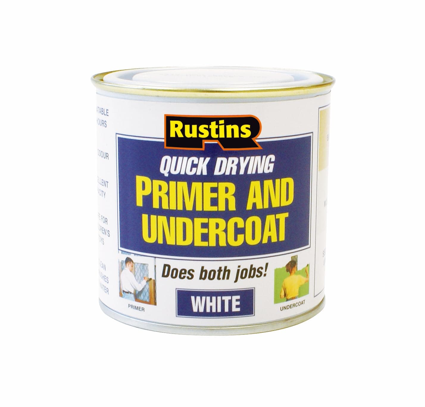 RUSTINS White Primer/Undercoat 250ml -Fast-Drying Paint Base for Smooth Coverage; Easy-to-Use Interior & Exterior Prep Coat for Walls, Woodwork & DIY Home Decorating