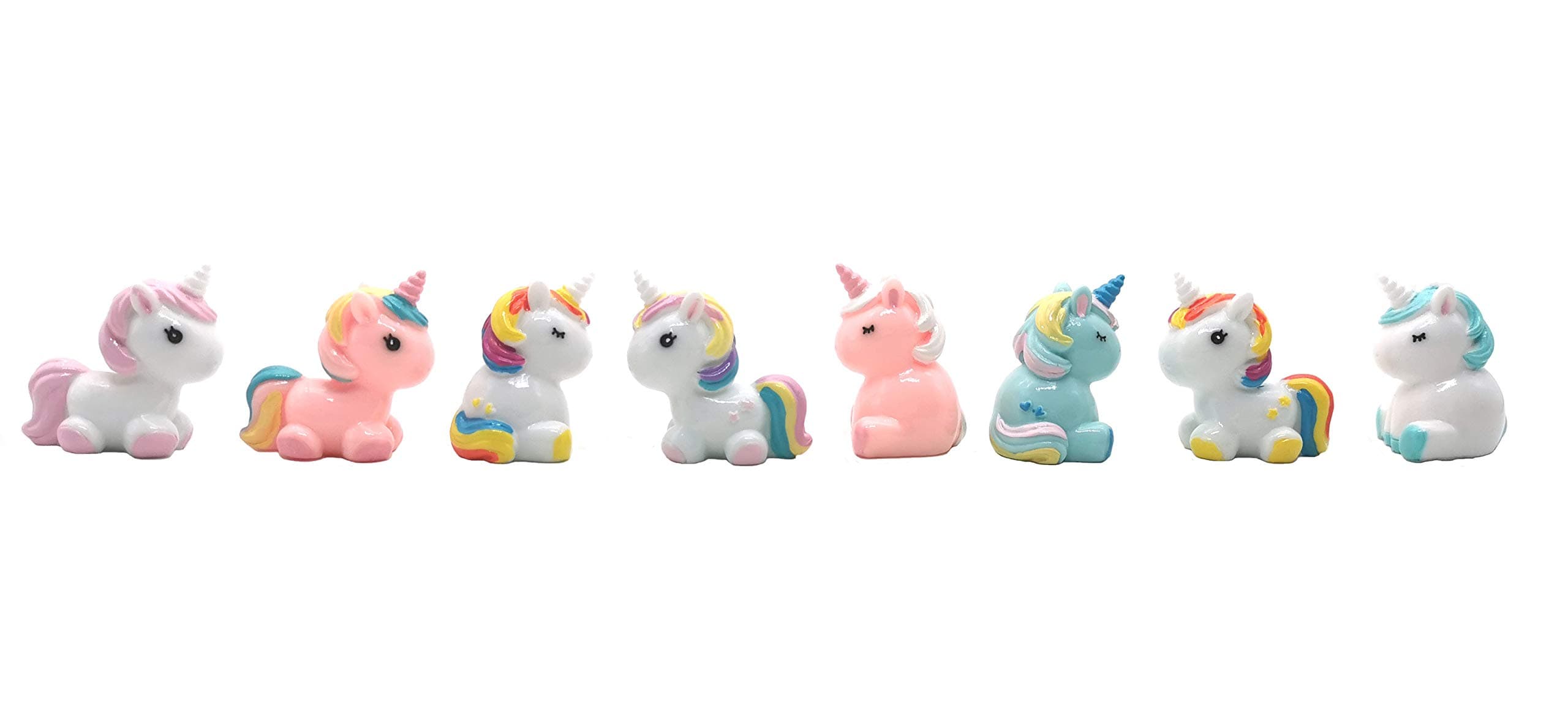 Exasinine Unicorn Miniature Figurines Unicorn Model Cake Topper Fairy Garden Miniature Moss Landscape DIY Terrarium Crafts Ornament Accessories for Home Decoration, Set of 7 (7 PCS)