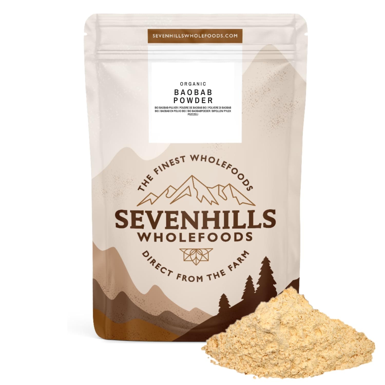 Sevenhills Wholefoods Organic Raw Baobab Powder 500g, Wild-Harvested in Africa
