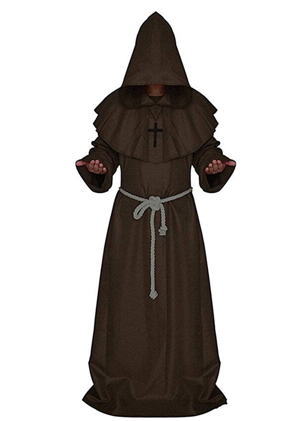 Friar Medieval Hooded Monk Renaissance Priest Robe Costume Cosplay