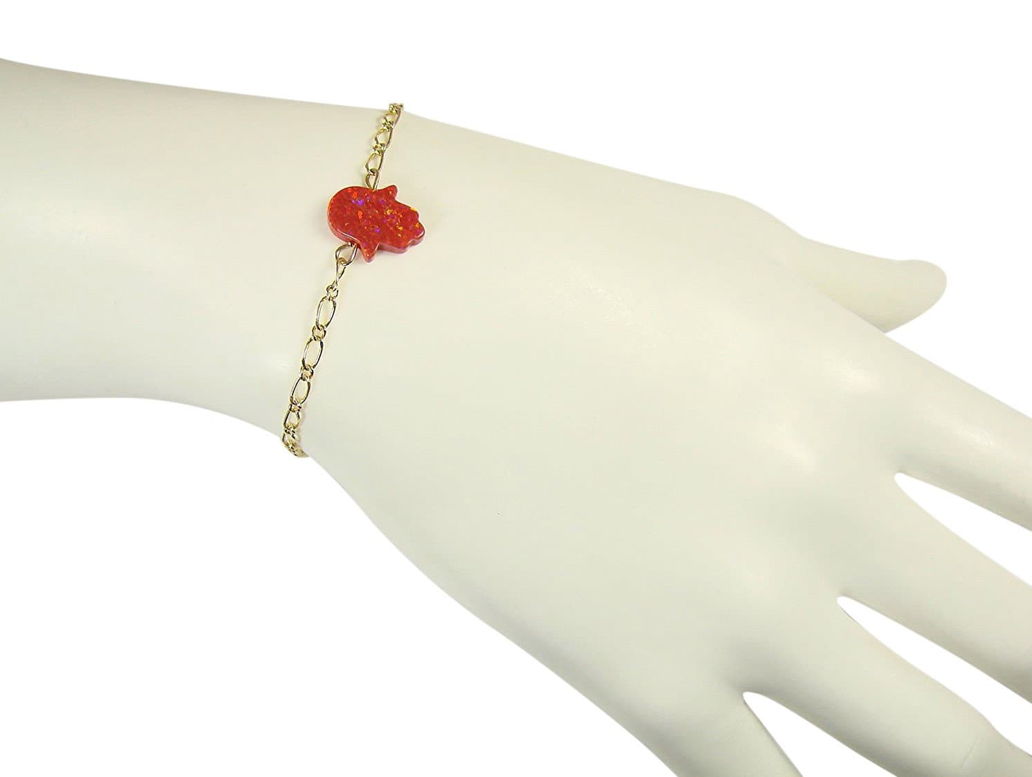 Martinuzzi Accessories Opal Hamsa Hand Bracelet. Hand of Fatima Gold Filled Bracelet, Opal Jewelry