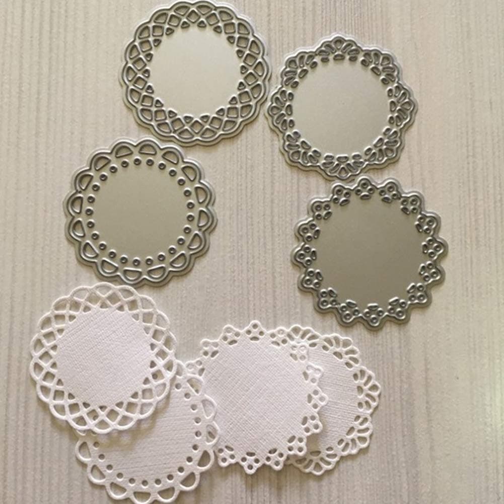 VVS Fashionsun Metal Die Cuts Set Include 4 Different Patterns Round Lace Flower Border Cutting Stencils For Diy Scrapbooking Photo Album Decorative Embossing Paper Dies For Card Making Template