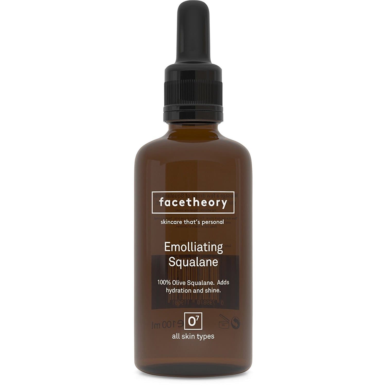 facetheory Emolliating Squalane O7-100% Natural Olive Squalane Oil, For Dry Skin and Frizzy Hair, Deeply Moisturize, Vegan and Cruelty-Free, Made in the UK | 100 ml