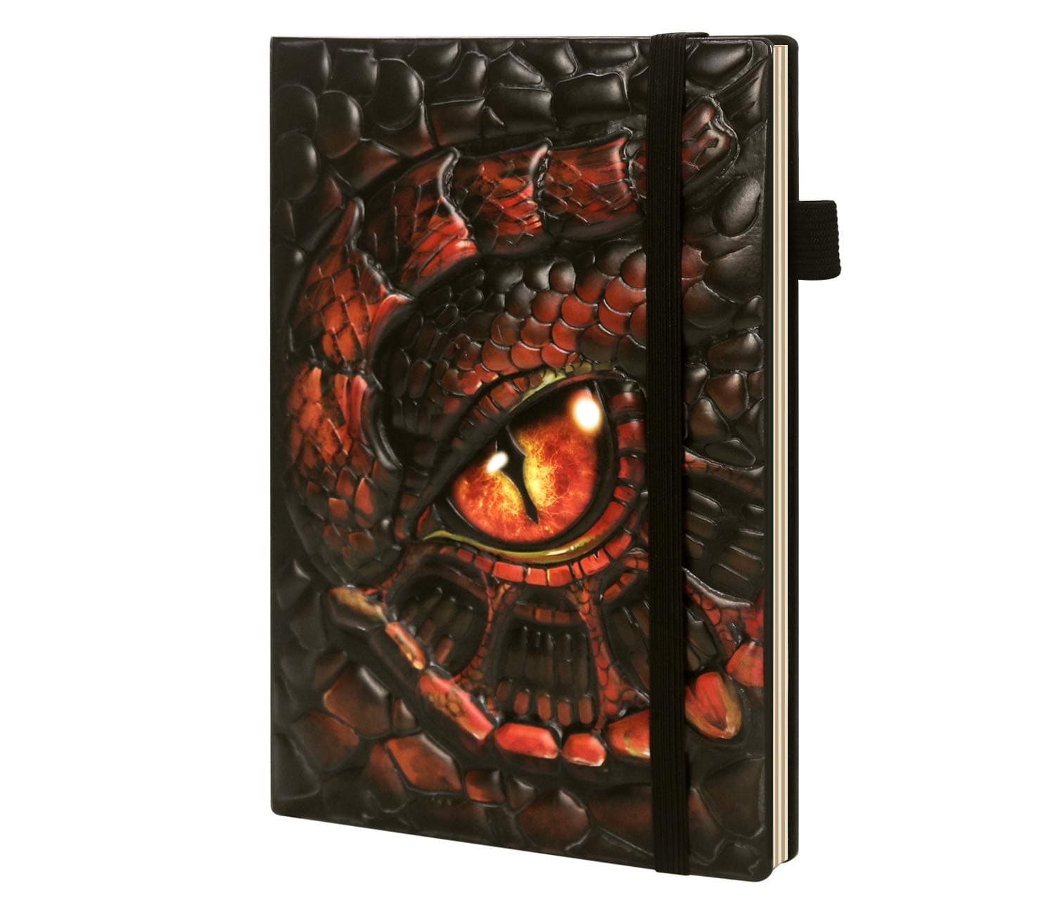 ViViSun Leather Journal Notebook A5 Lined, Embossed Travel Journal Leather Notebook Diary Notepad, Dragon Gift for Women Men, 3D Red Dragon, Pen Loop, Pocket, Elastic Closure, Ribbon
