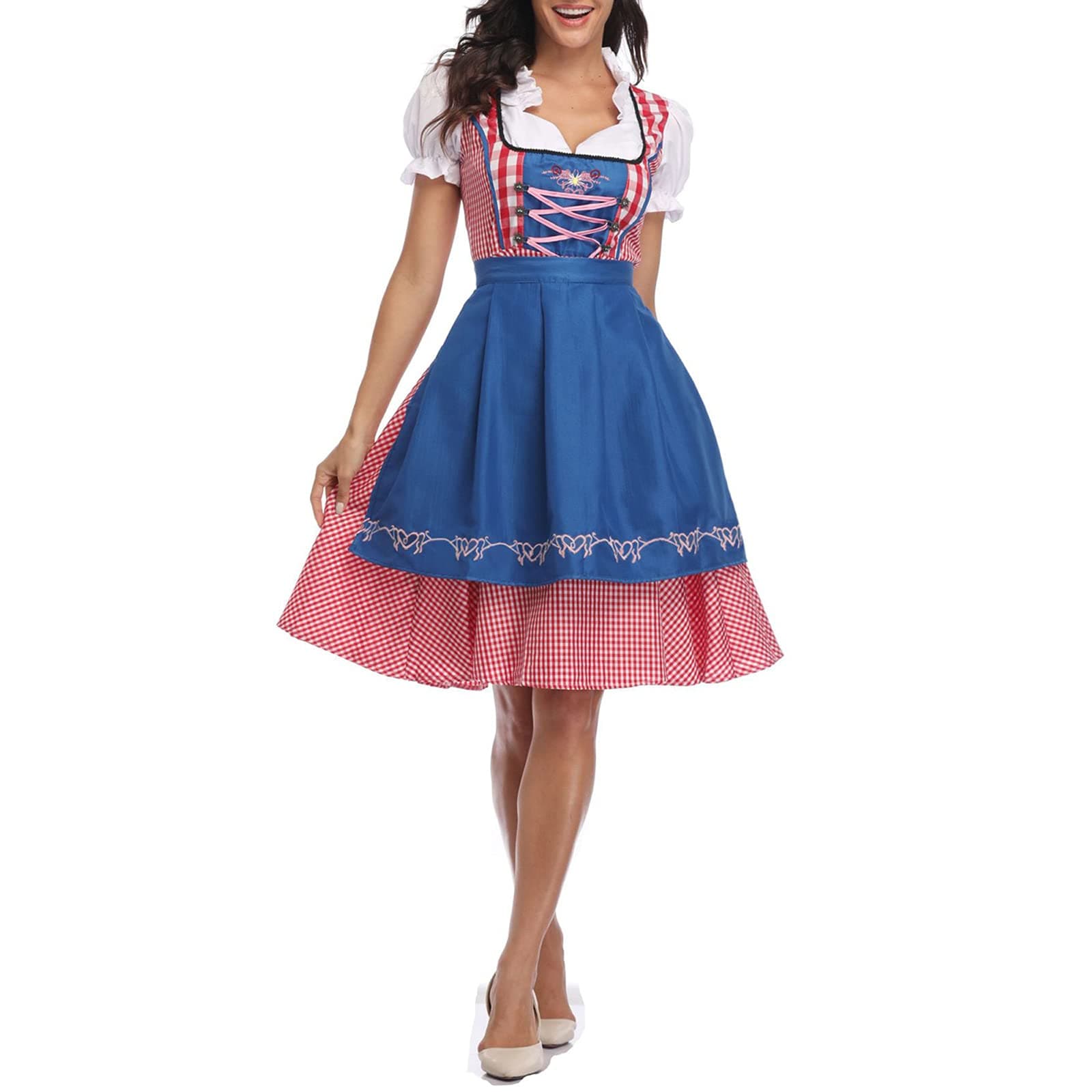 Women's Oktoberfest Costume German Dirndl Dress Traditional Bavarian Carnival Party 3 Piece Beer Maid Costumes