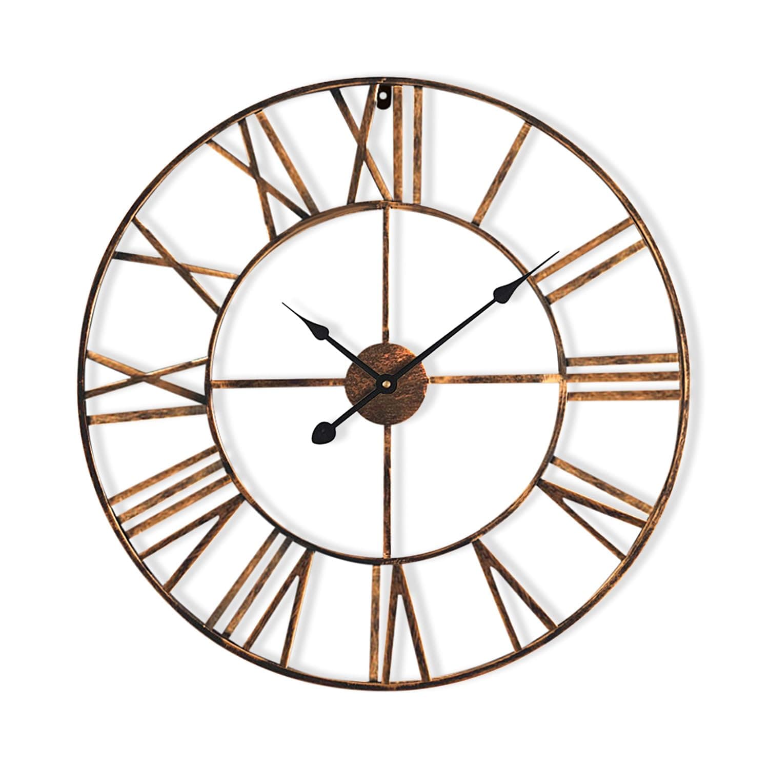 Antic by Casa Chic - Large Metal Wall Clock - 60 cm Diameter - QUARTZ Mechanism - Roman Numerals - Iron - Copper