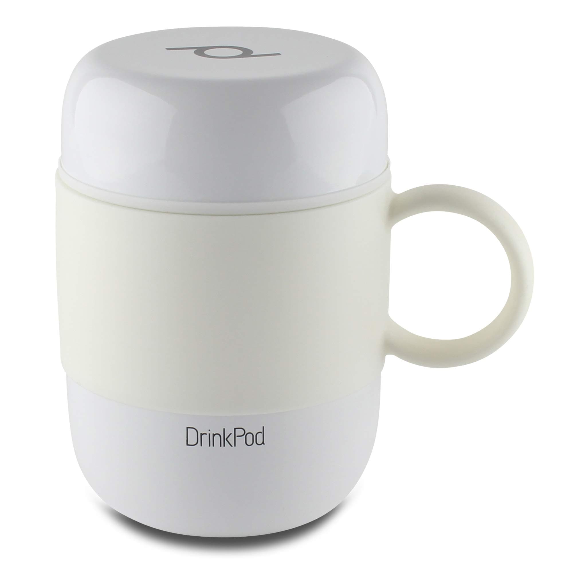 DrinkPod Vacuum Insulated Travel Mug, Stainless Steel, White, 280ml