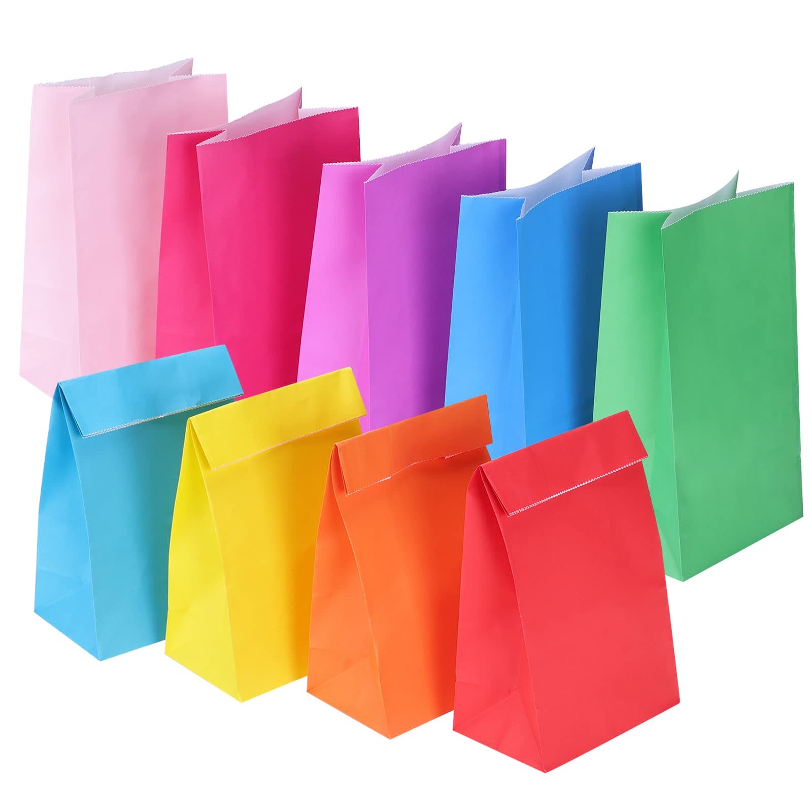 TOMNK36pcs Paper Party Favor Bags 9 Colors Small Gifts Bags Wrapped Treat Bags for Birthdays, Baby Showers, Kids Crafts and Activities, May Day, Wedding and More (Assorted Colors)