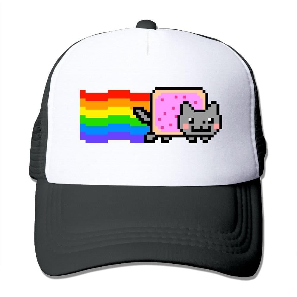 Nyan Cat Rainbow Png Mesh Trucker Caps/Hats Adjustable for Unisex Black