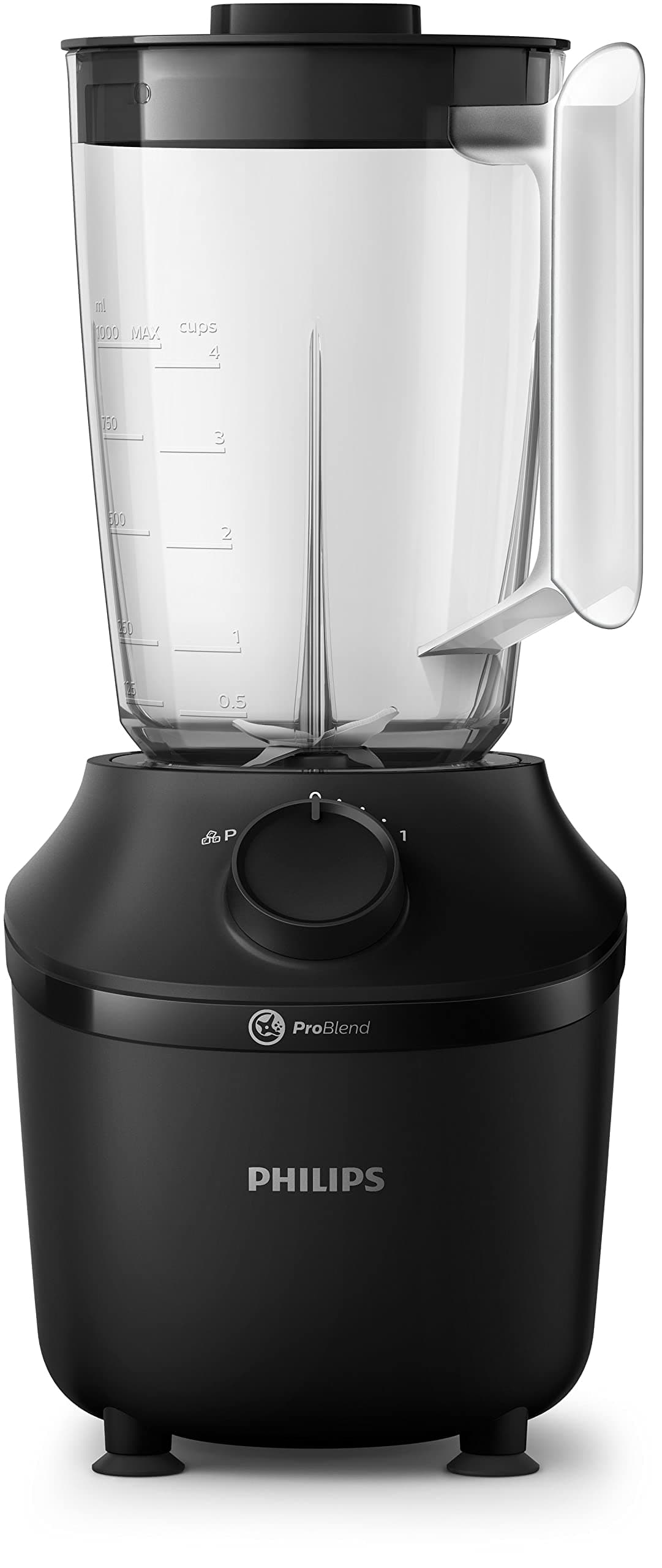 Philips Blender 3000 Series, ProBlend System, 1.9L Maximum Capacity, 1L Effective Capacity, 450W, 1 Speed Setting + Pulse, Plastic Jar, Black, (HR2041/01), Smooth blends with no lumps in 45 seconds