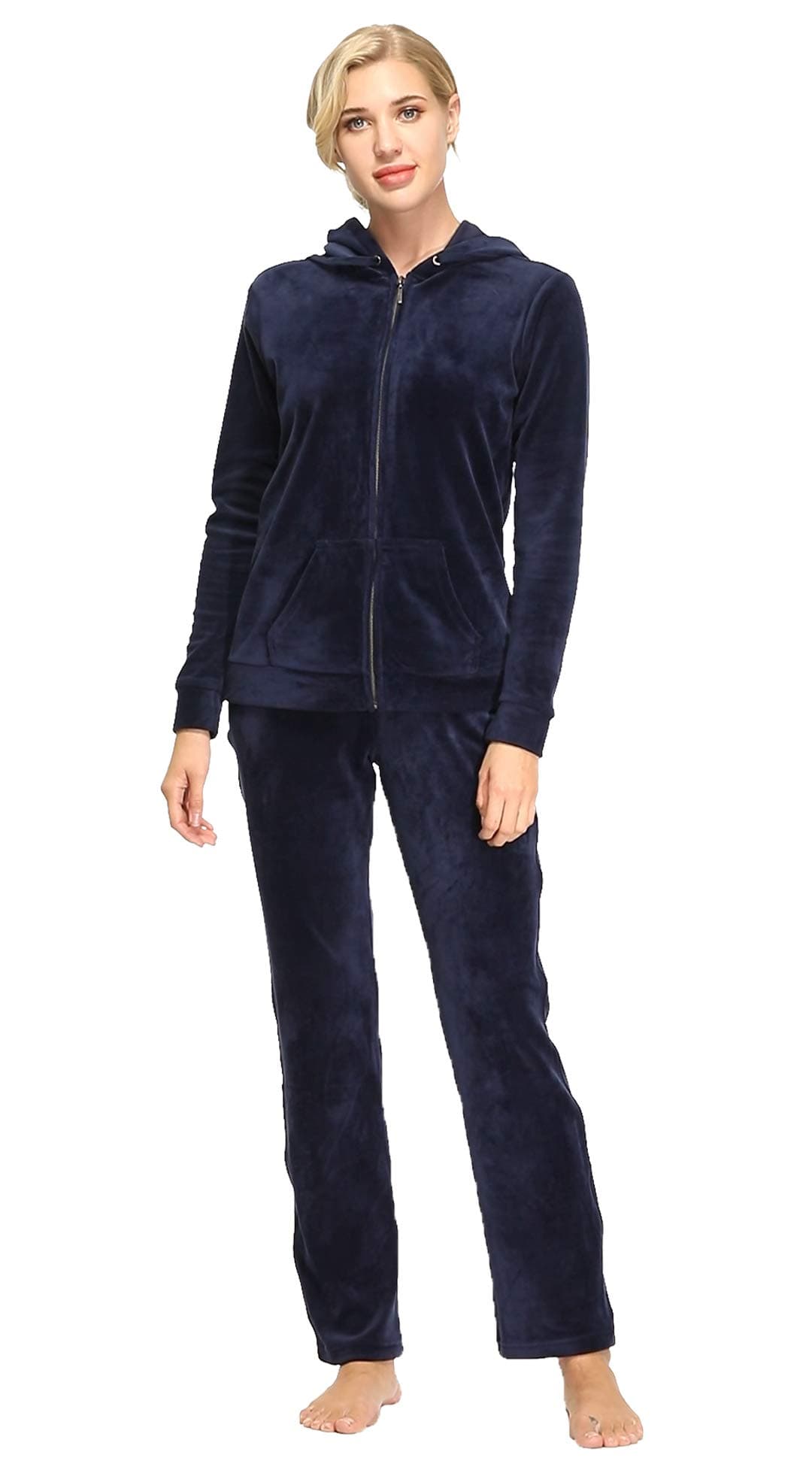 Womens Velour Sweatsuits Sets 2 Piece Tracksuits Outfits Full Zip Hoodie and Sweatpant Set Velvet Jogging Suit