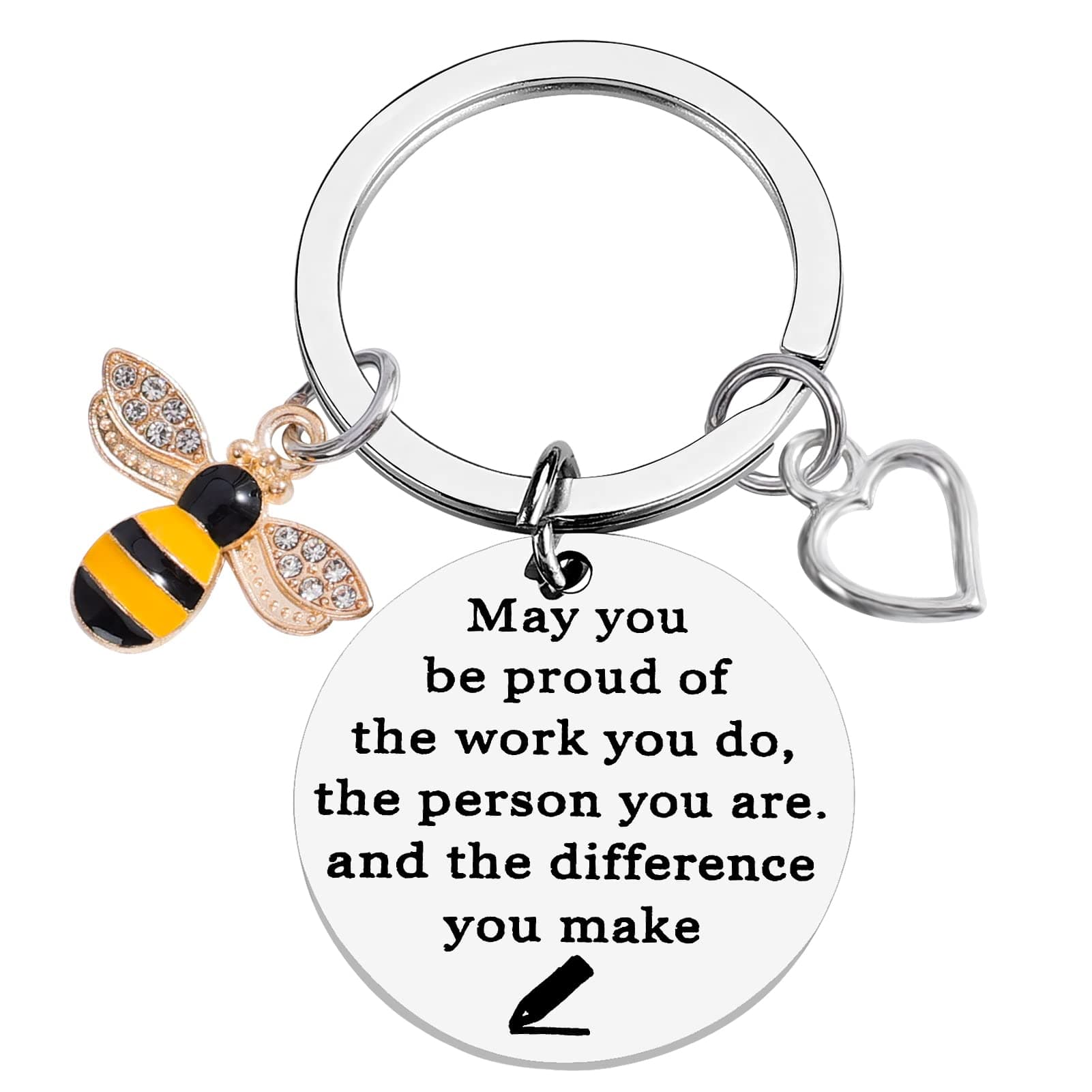 PLwelth Bee Keychain for Women Men Cute Bee Keyring for Teacher Students Thank You Graduation Birthday Christmas Gifts