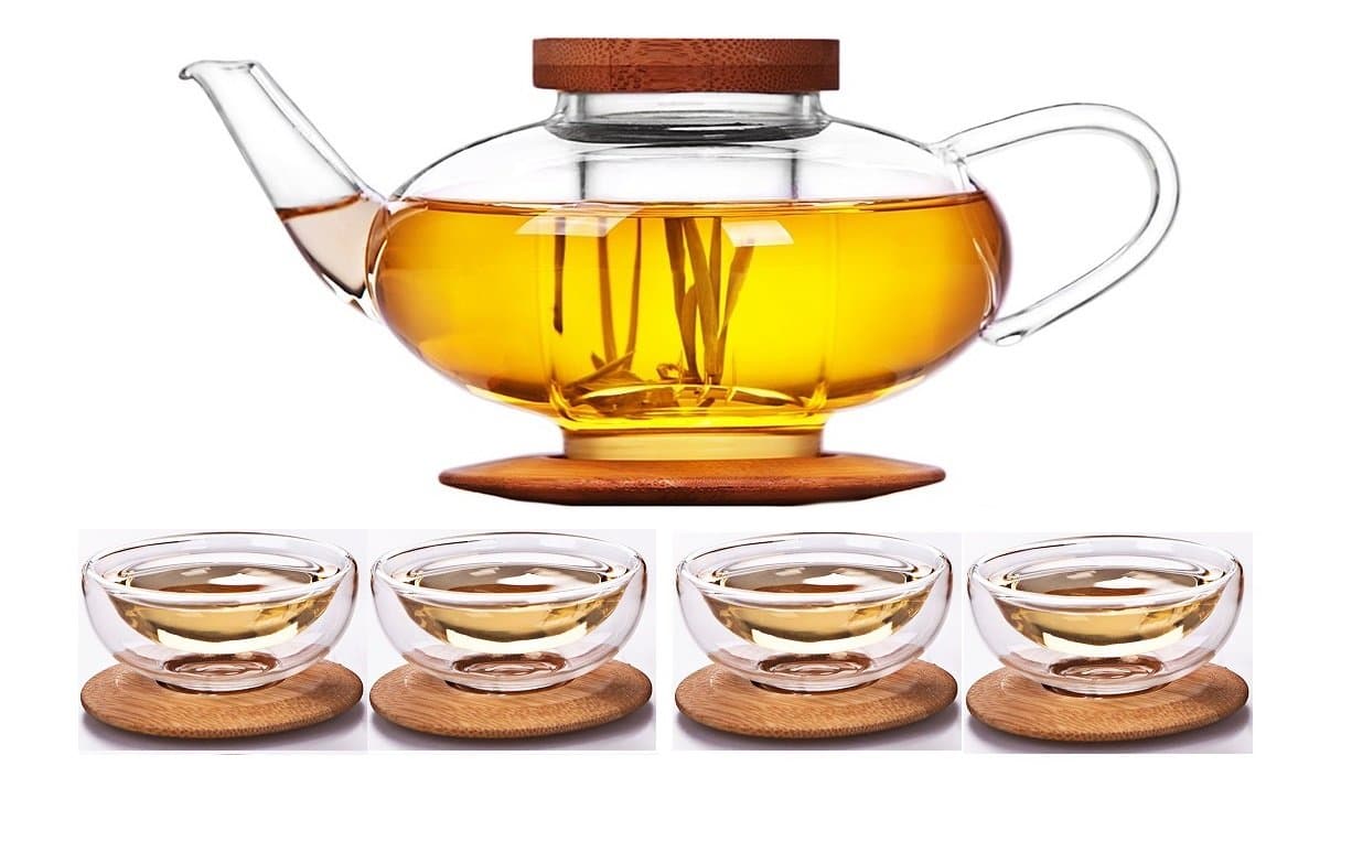 iRSE Glass Teaset (24 oz, 700 ml (Teapot + 4 cups))