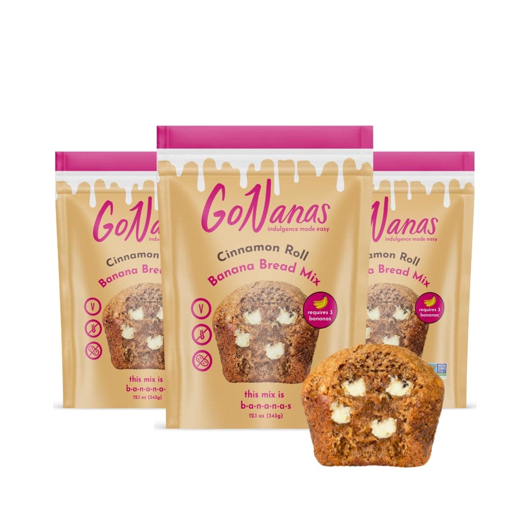 Cinnamon Roll Banana Bread Mix, Vegan, Gluten Free Healthy Snacks. Oat Flour Bread or Muffin Mix. Women Owned, US Ingredients, Dairy Free, Nut Free, Delicious Snacks (3 Pack)