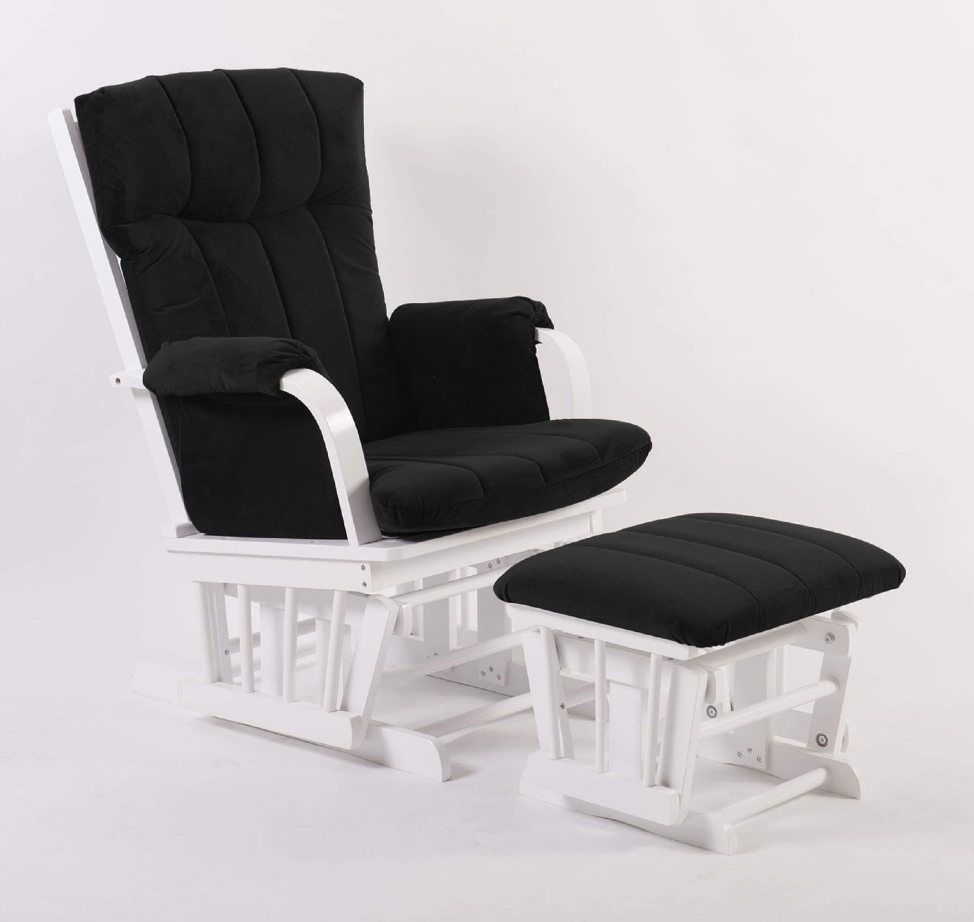 Artiva USA Wood Glider Chair and Ottoman Mircofiber Cushion Set