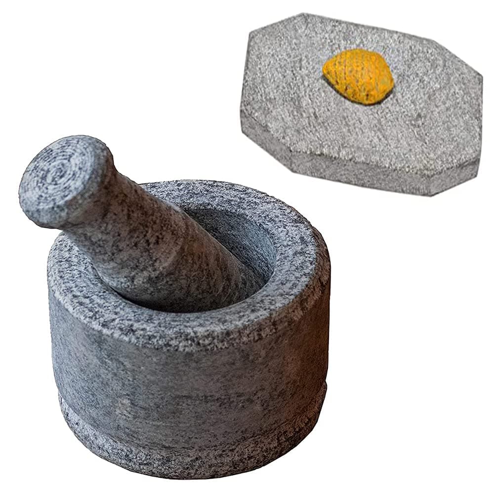 MORTAR PESTLE SET STONE | SANDALWOOD TURMERIC RUBBING STONE