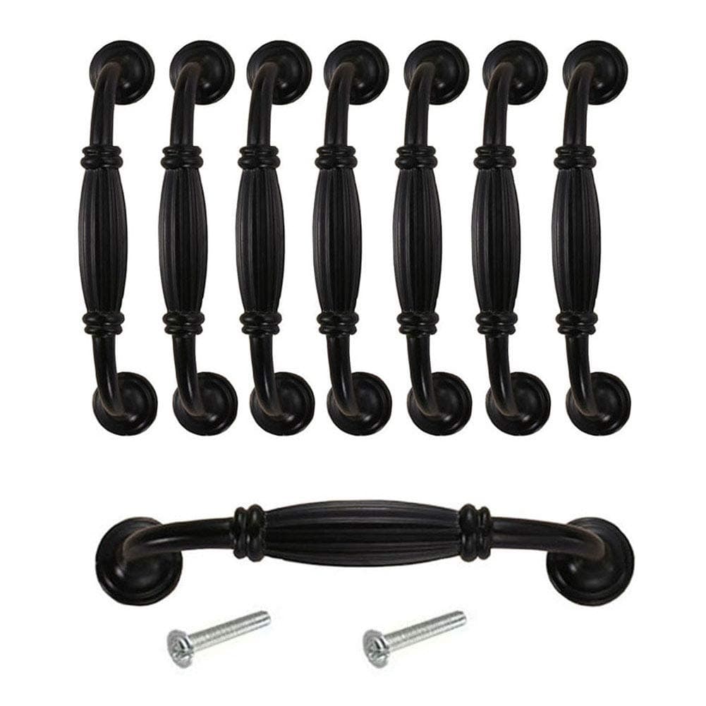 Youkap 8pcs Cabinet Door Handle, Cabinet Bow Pull for Cupboard Drawer Wardrobe of Kitchen Bedroom Furniture, Hole Centres: 96mm/3.77", Black