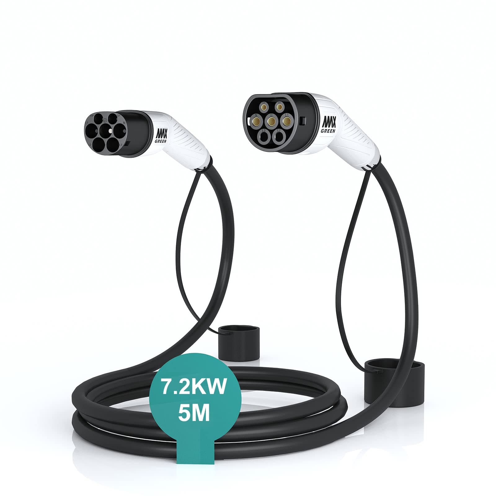 MAX GREEN EV/Electric Vehicle Car & Plug-in Hybrid Charging Cable Type 2 to Type 2, | 32Amp | Max Output Power 7.2KW | Single Phase | 5 Meters |