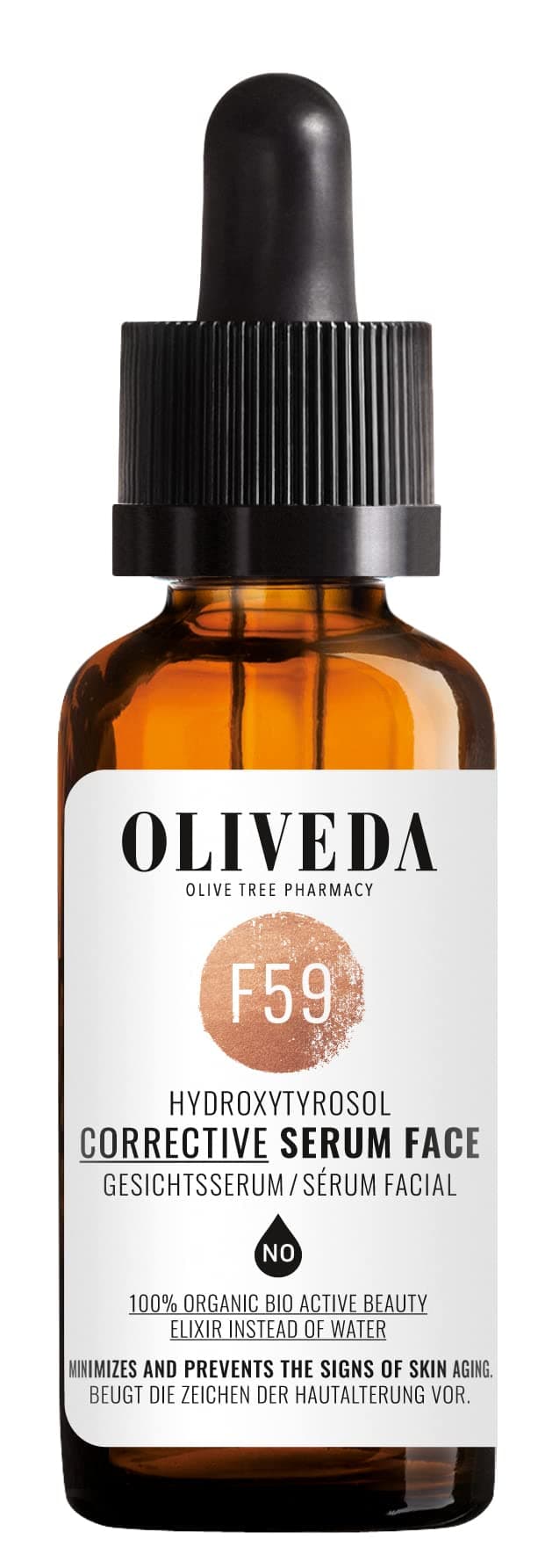 Oliveda F59 - Hydroxytyrosol Corrective Firming Face Serum | Instant effect light lines | Hyroxytyrosol, paracress extract, natural hyaluron - tightens the skin + fine pores - 30 ml