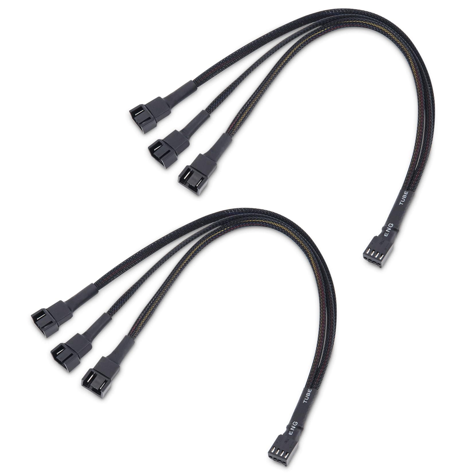 Cable Matters 2 Pack 3 Prong 4 Pin PC Case Fan Splitter Cable - 30cm, 4 Pin PWM Fan Splitter Cord, PWM Splitter Cable