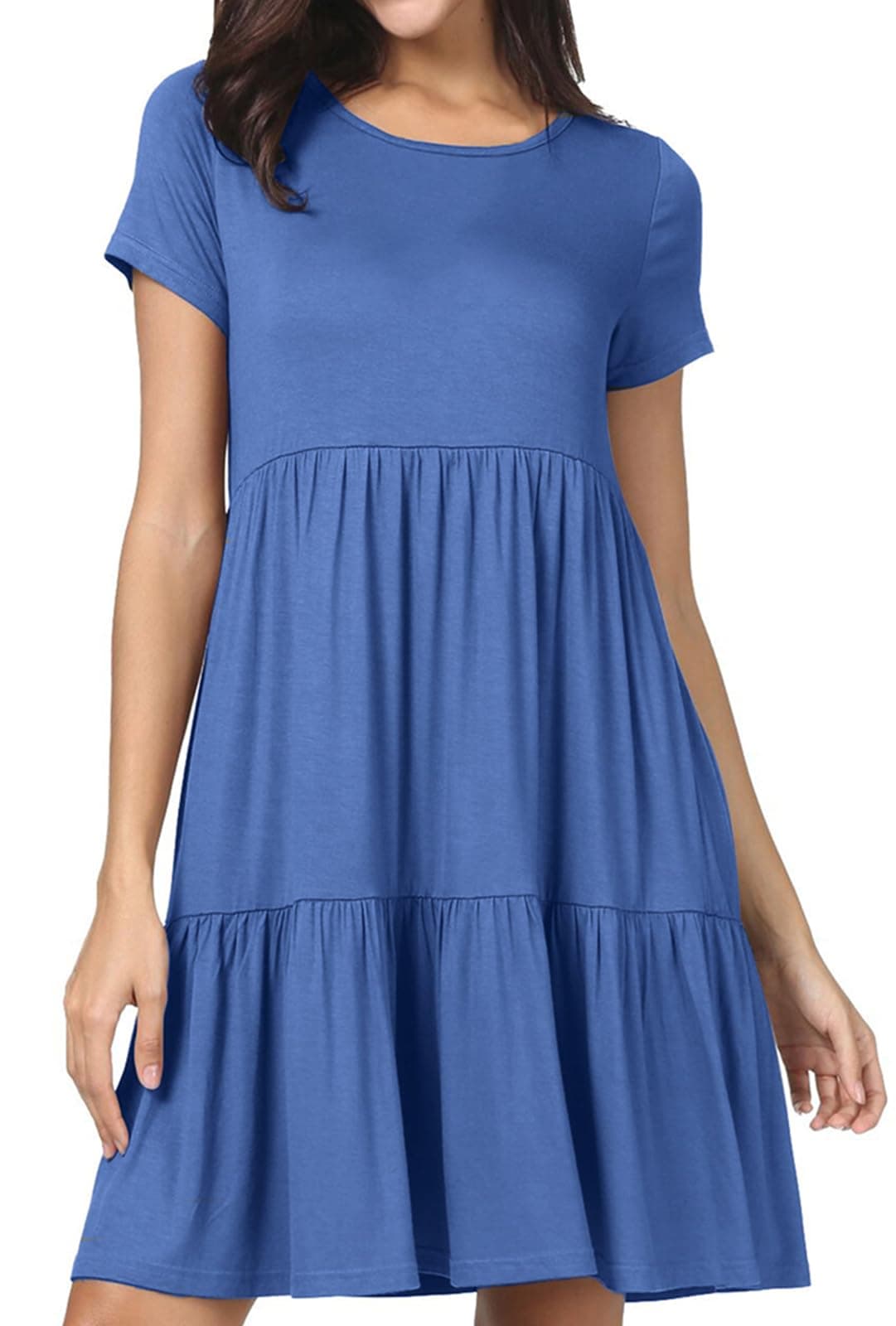 levaca Womens Summer Casual Dresses Beach Coverup Loose Short Sleeve T Shirt Dress 2025 Midi Outfit Sundress