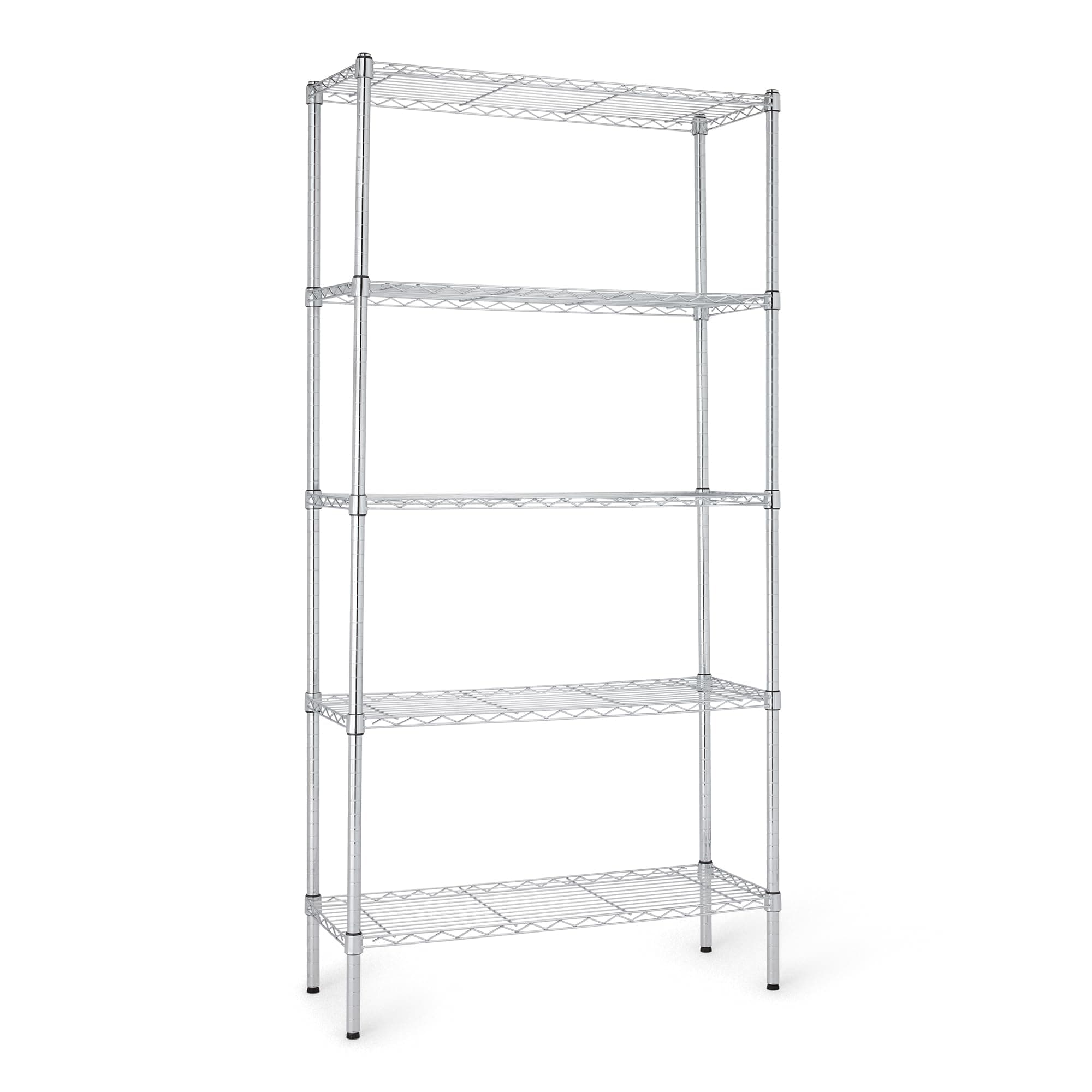 - amazon basics Height Adjustable 5-Shelves Heavy Duty Rack - Chrome, Alloy Steel