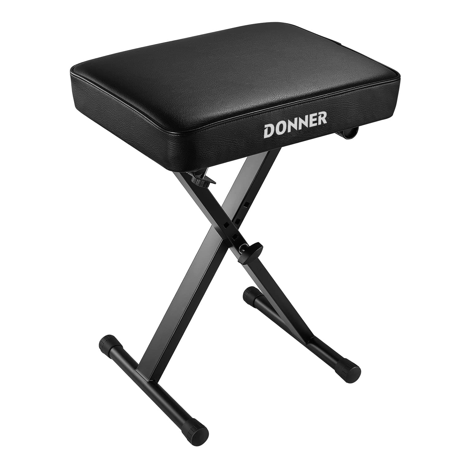 Donner Thicken Piano Stool Keyboard Bench Adjustable, High-density Sponges Non-skid Design X-Style Bench, Black
