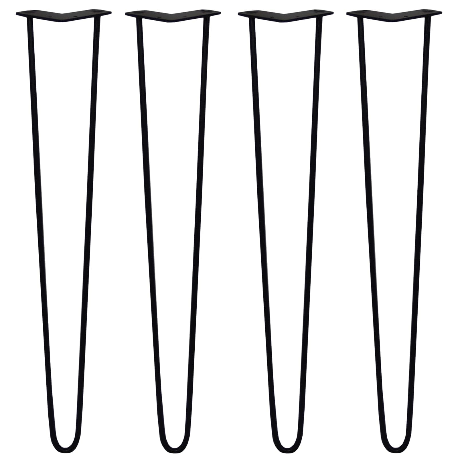 Monster Shop SkiSki Hairpin Table Legs 28” 71cm Pack of 4 Black Heavy Duty 10mm Thick Steel 2 Prong 300kg Load Capacity DIY Furniture Glide Discs Floor Protectors & Screws Included