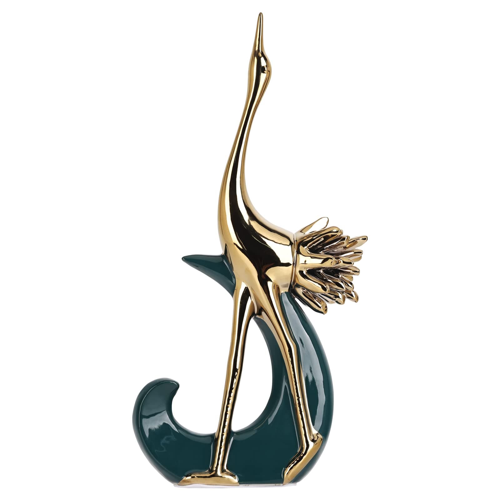 Flamingo Statue and Sculpture, Golden Teal Bird Statue Gold Home Decor Statue for Coffee Table, Office, Home Living Room Decor