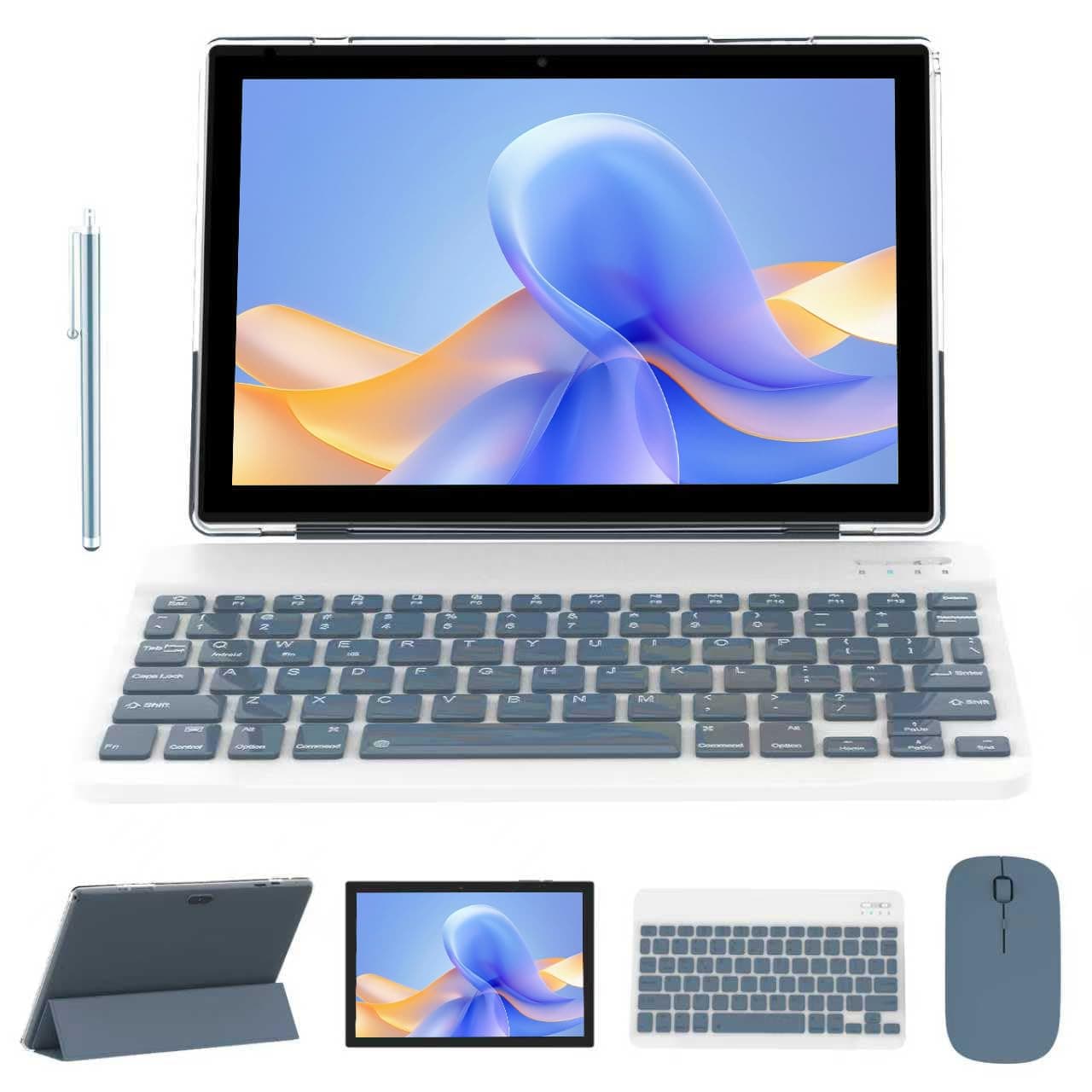 10 inch Tablet with Keyboard 2 in 1 Tablet Android 15 Tablets Include Case Mouse Stylus 6000mAh battery 8GB+32GB Support 1024GB Expandable 10.1" Tableta, 2MP+8MP Dual Camera WiFi-6 Bluetooth Tab PC