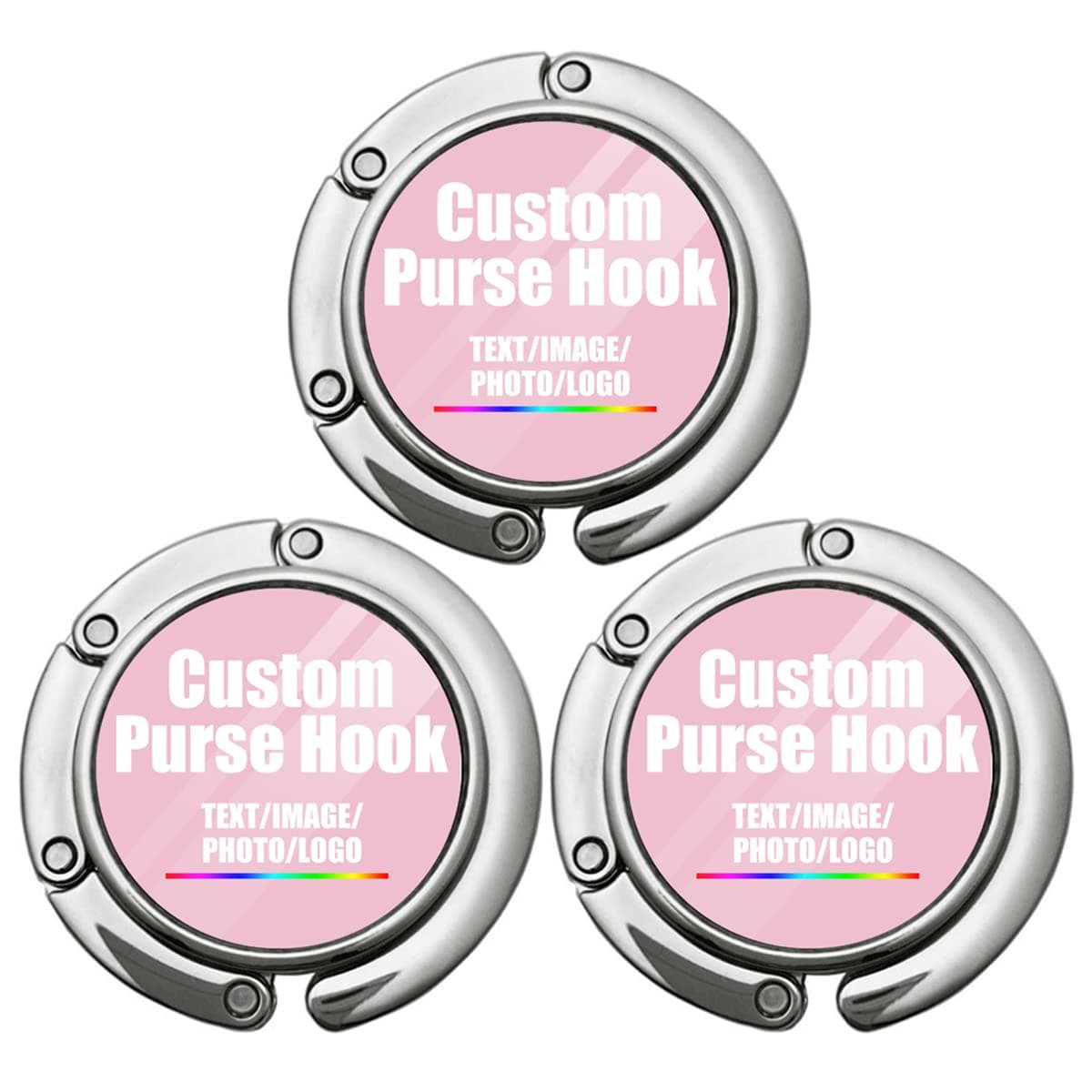 Custom Portable Handbag Hanger Table Bar Purse Instant Swivel Top Hook, Women's Bag Handbag Hanger Holder, Pink