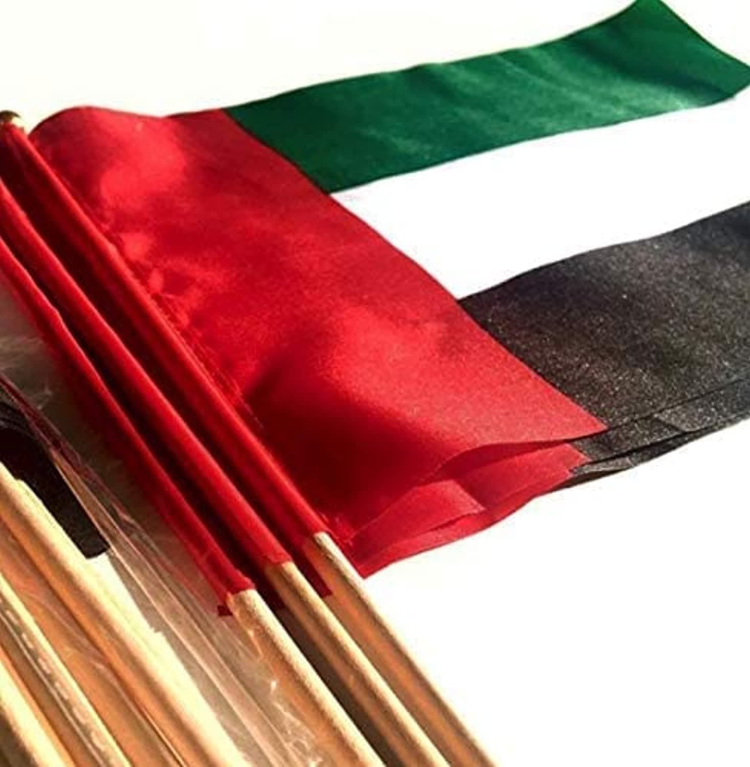 12 Pieces UAE National Day Logo Flag - Stitched in Strong Polyester Material - Long Durability - Indoor and Outdoor Use (45CM X 60CM)