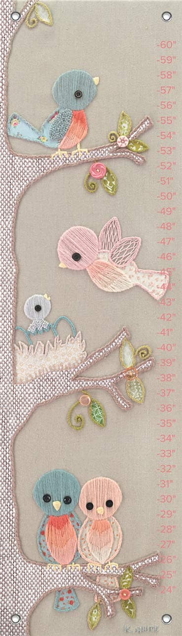 Oopsy Daisy Growth Chart, Vintage Birdies, 12" x 42"