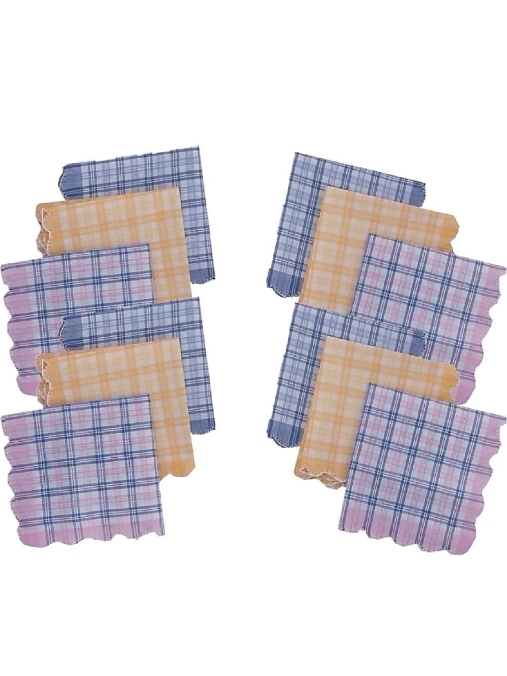 KhillayoxCotton Women's Checks Handkerchief Set of 12 Pcs