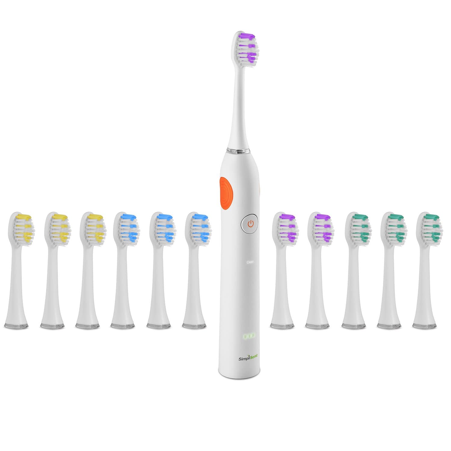 Ultrasonic Rechargeable Electric Toothbrush Premium Package w/ 12 Heads (White)