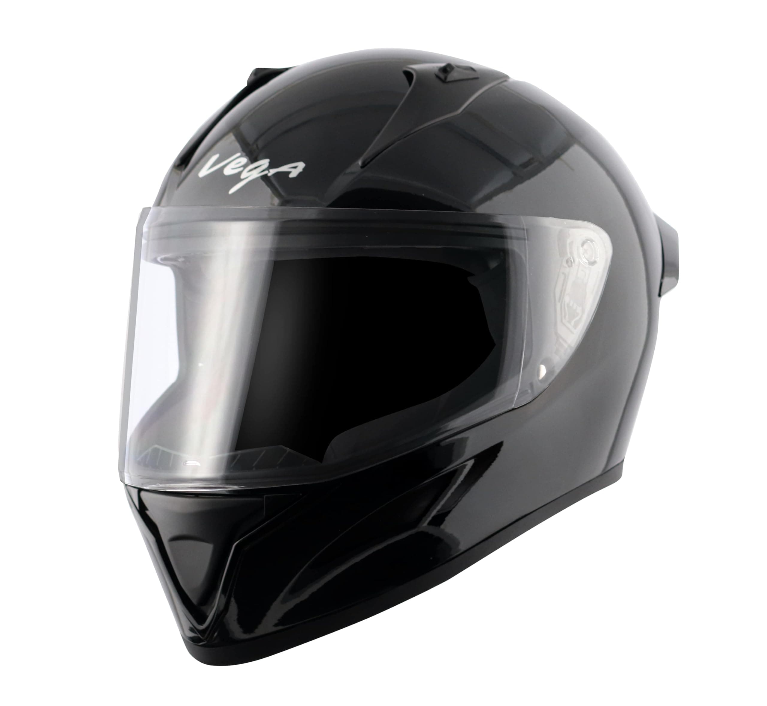 Vega Bolt ISI DOT Certified Full Face Gloss Finish Helmet for Men and Women with Clear Visor(Black, Size:L)