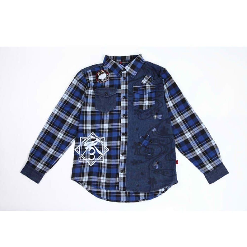 Traditional Japanese design Sanmaruichi Wagara Happy Frog Plaid Shirt