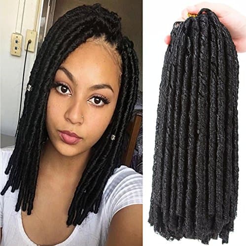 VQueen 6 Packs 12'' Synthetic Handmade Soft Dreadlocks Crochet Hair Bomba Soft Dreads Faux Locs Twist Crochet Braids Braiding Hair Extensions 1B