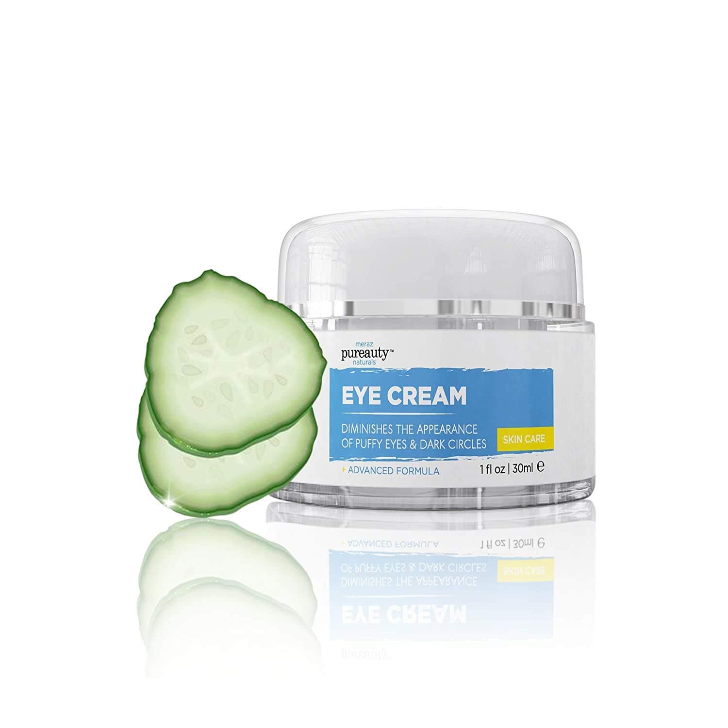 Eye Cream for Dark Circles and Puffiness, Best Eye Cream for Dark Circles with Caffeine, Hyaluronic Acid and Cucumber Extract, Anti-Aging Eye Cream for Men & Women - Pureauty Naturals - 30ml