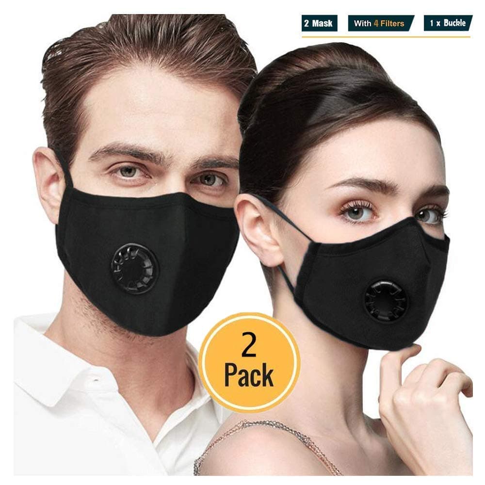 2 Pack Anti Air Dust and Smoke Pollution Mask Washable PM2.5 Masks - Carbon Activated Face Mask, Windproof Motorcycle Face Masks for Pollution Smoke Allergy Mask