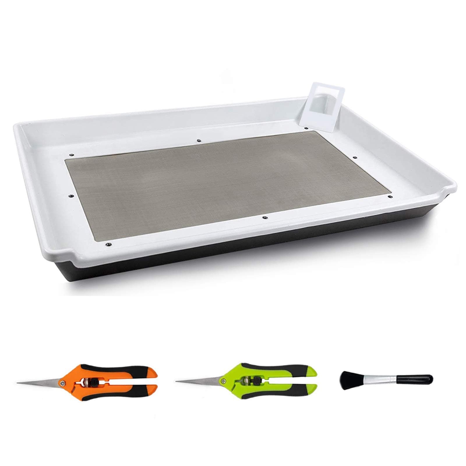Trimming Tray for Herbs After Harvest,Double Plastic Trays with 150 Micron Fine Mesh Pollen Screen,Set with Collecting Dry Sift Tools