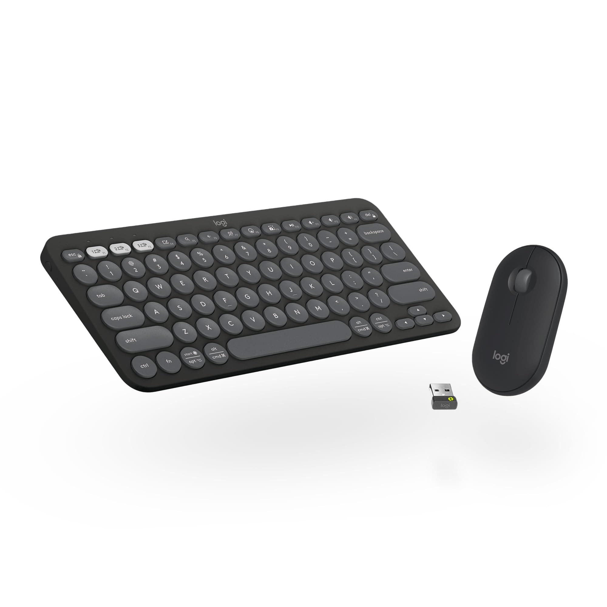 Pebble 2 Combo, Wireless Keyboard and Mouse, Quiet and Portable, Customisable, Logi Bolt, Bluetooth, Easy-Switch for Windows, macOS, iPadOS, Chrome -