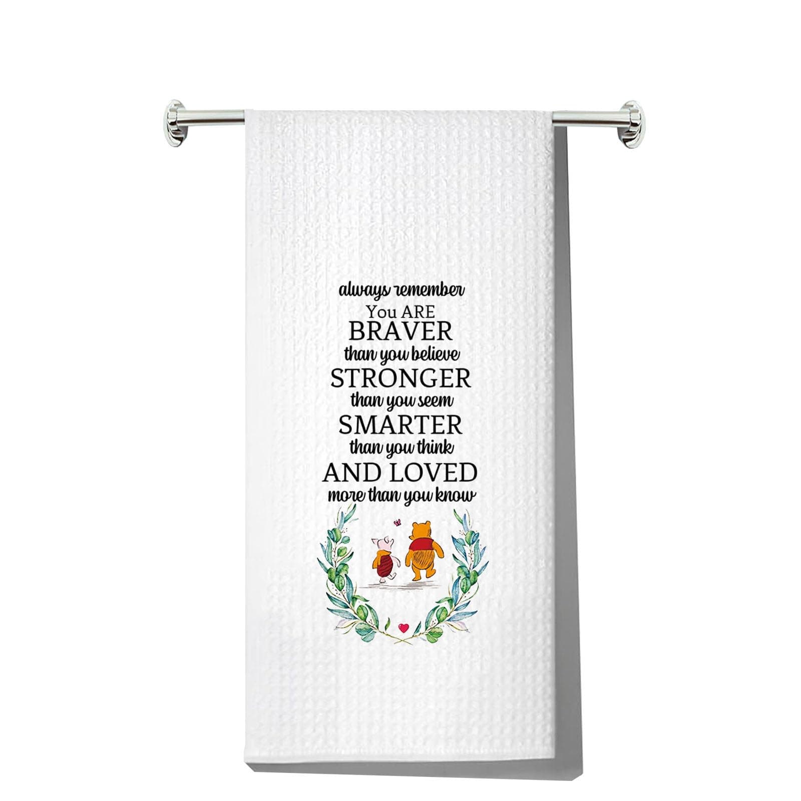 LEVLO Friendship Kitchen Towel Friend Gift You are Braver Stronger Smarter Than You Think Motivational Tea Towel (wei ni to-WEL)
