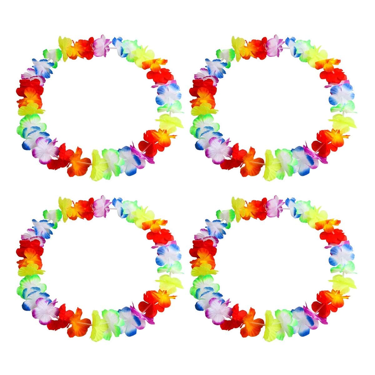 Hawaiian Flower Garlands, Hawaiian Tropical Ruffled Flower for Football Match Party Necklace and Beach, 4pcs