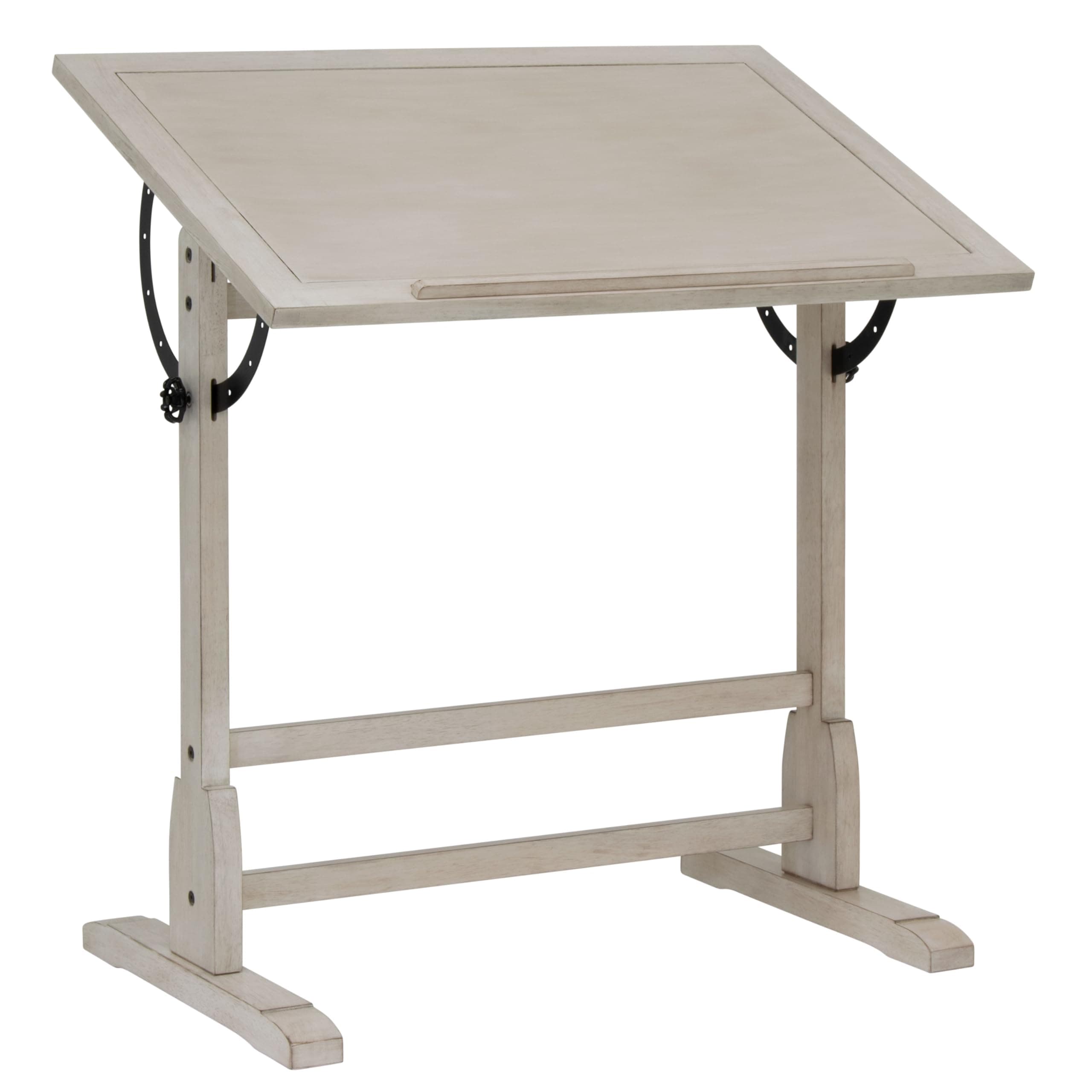 Studio Designs Vintage Drawing/Drafting Table with Pencil Ledge - 36" W x 24" D - Coastal Whitewash - Adjustable Tilting Top