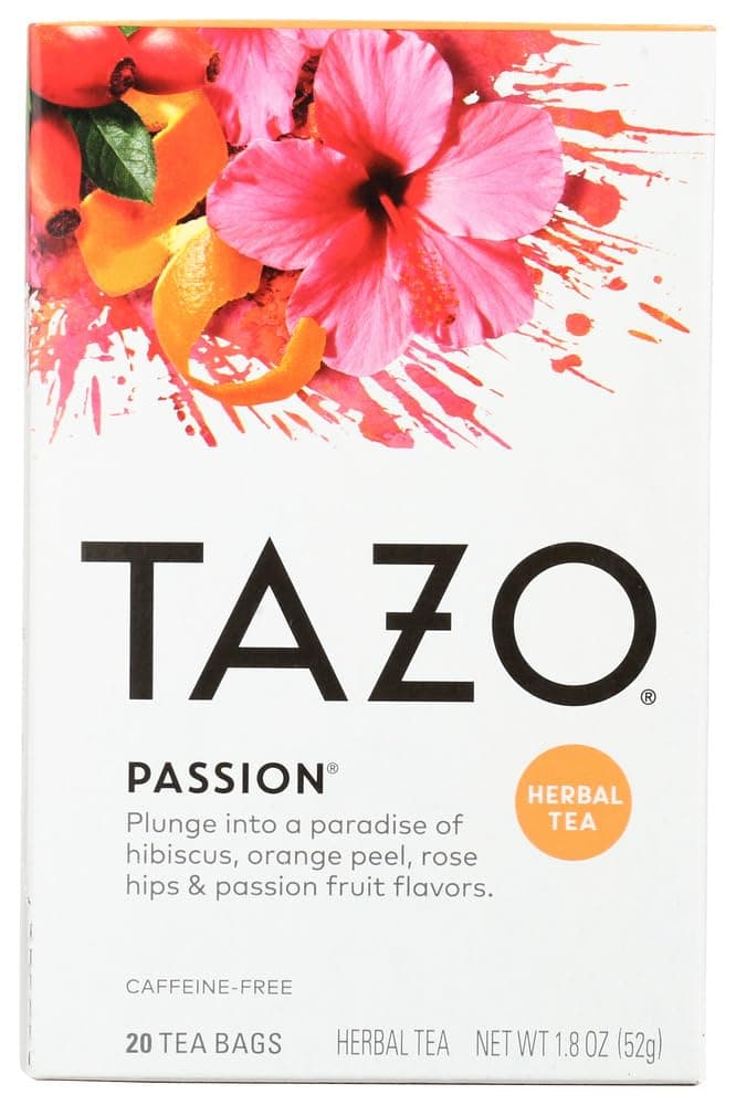 Tazo Tea Herbal Passion Tea, 20 Tea Bags Per Box -Pack of 3 Boxes